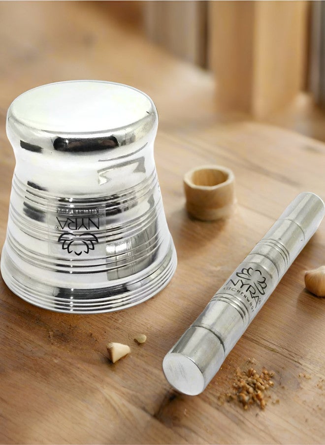 Nyra Kitchenware Silver Stainless Steel Mortar & Pestle - Image 4